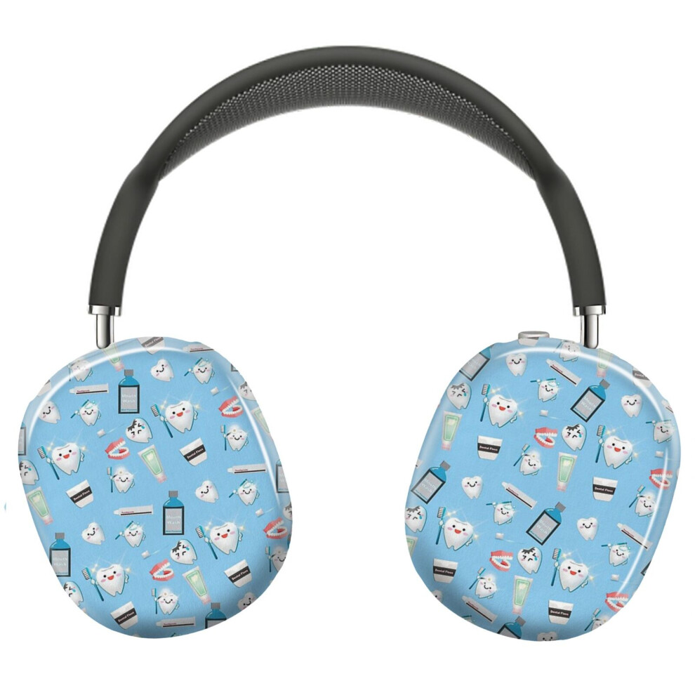 (Dental Pattern Background_11403) Protective Cover For Airpods Max Headphones Aesthetic Print Snap On Cases Blue 8841579048404