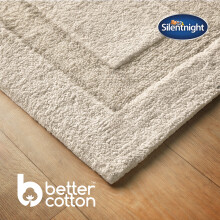 (White) Silentnight Supersoft Bathmat Super Soft & Absorbent 100% Cotton BCI - Quick Drying Plush Texture Non-Slip Base Bathmat - 80 x 50cm - Machine Washable