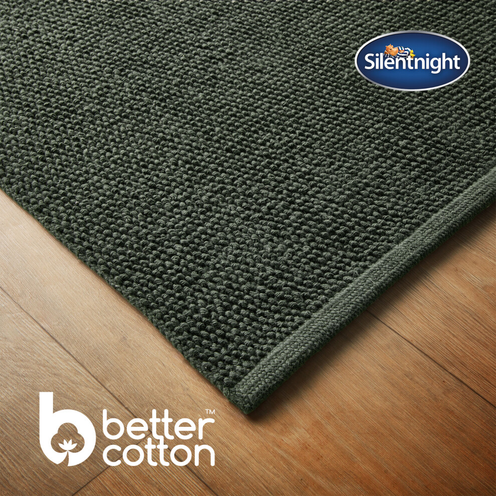 (Green) Silentnight Textured Knot Bathmat Super Soft & Quick Drying 100% Cotton BCI 80 x 50cm - Machine Washable