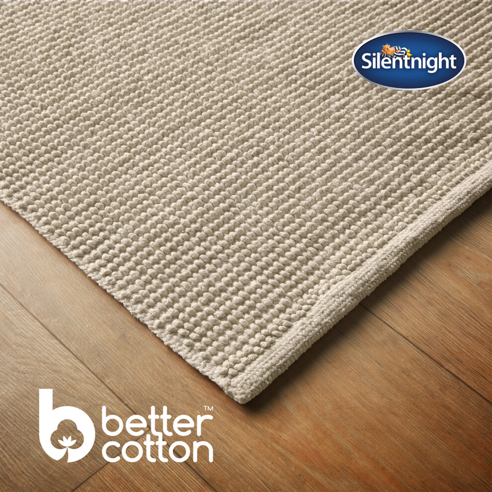 (Natural) Silentnight Textured Knot Bathmat Super Soft & Quick Drying 100% Cotton BCI 80 x 50cm - Machine Washable