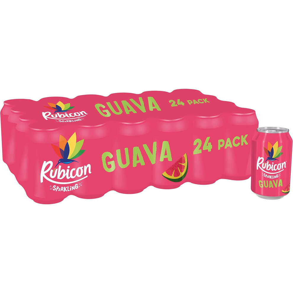 (Rubicon 24 Pack Sparkling Guava Flavoured Fizzy Drink with Real Fruit Juice, Handpicked Fruits for a Temptingly Intense ) Rubicon 24 Pack Sparkling G