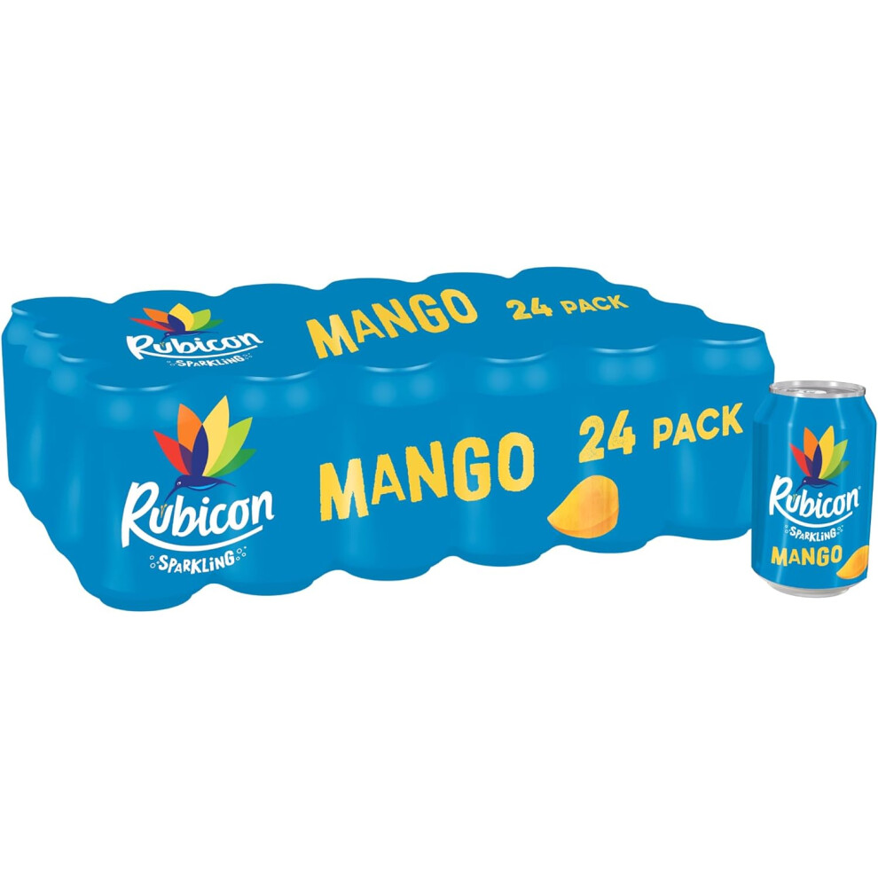 (Rubicon 24 Pack Sparkling Mango Flavoured Fizzy Drink with Real Fruit Juice, Handpicked Fruits for a Temptingly Intense ) Rubicon 24 Pack Sparkling G