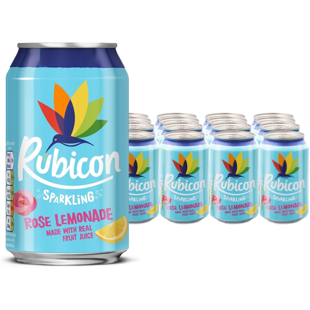 (Rubicon 24 Pack Sparkling Rose Lemonade, Flavoured Fizzy Drink, Refresh your routine with Rose Lemonade "Life Just Got R) Rubicon 24 Pack Sparkling G