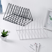 (white) Nordic Wrought Iron Creative Triangle Bookshelf Iron Lp Record Rack Triangle