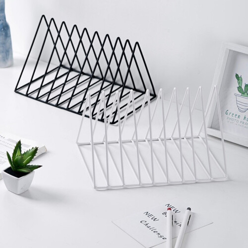 (white) Nordic Wrought Iron Creative Triangle Bookshelf Iron Lp Record Rack Triangle 1