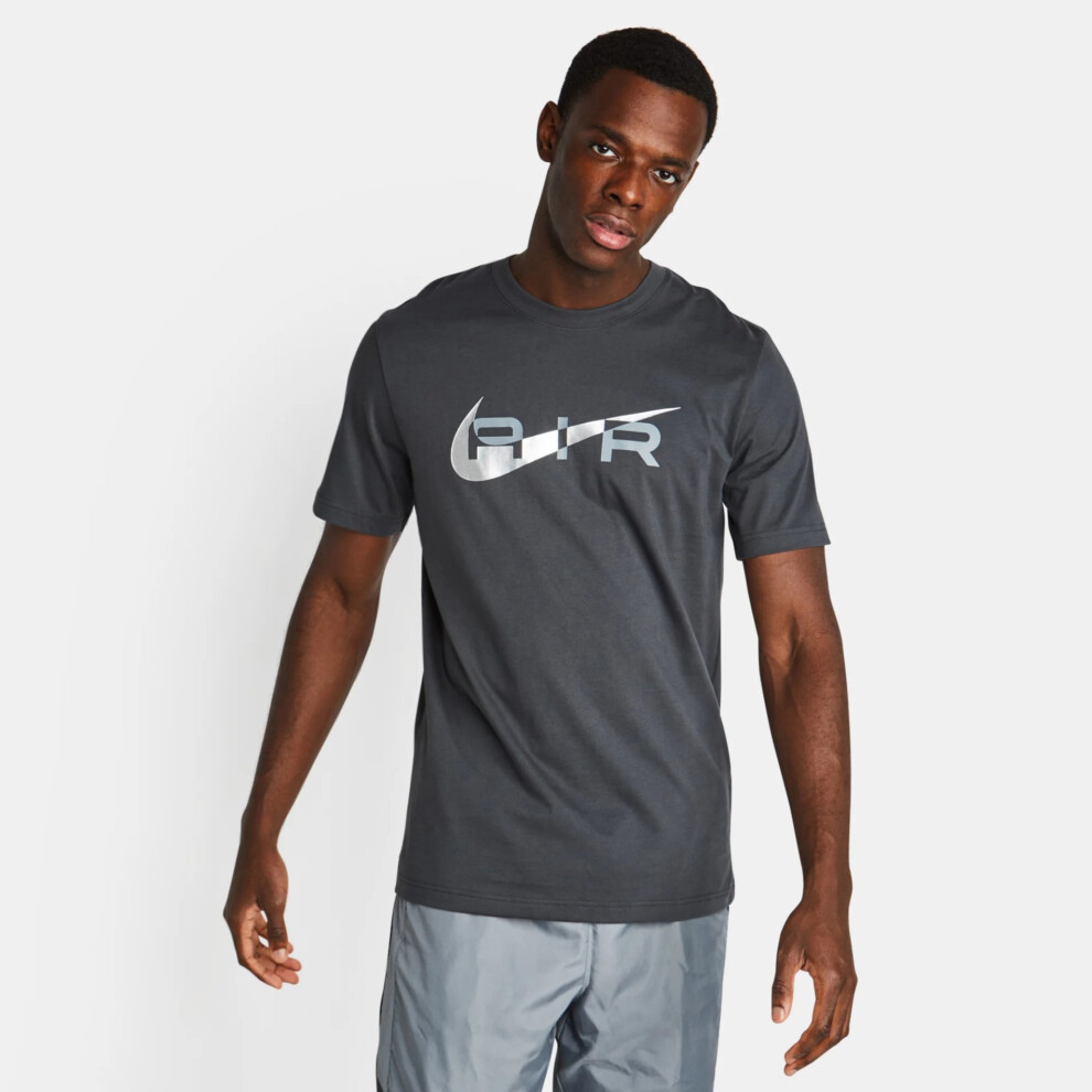 Nike (Charcoal, M) Air Mens Graphic T Shirt Club Swoosh Logo Tee Grey