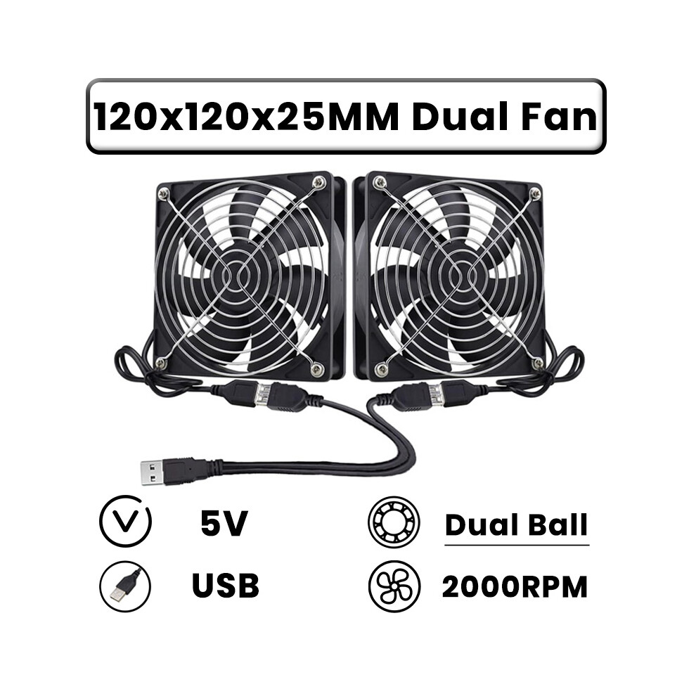 (12025 2Ball 2000Rpm) Lbq Gdstime Dual 40Mm 50Mm 60Mm 80Mm 92Mm 120Mm 140Mm Dc 5V Powered Usb 9173438901346