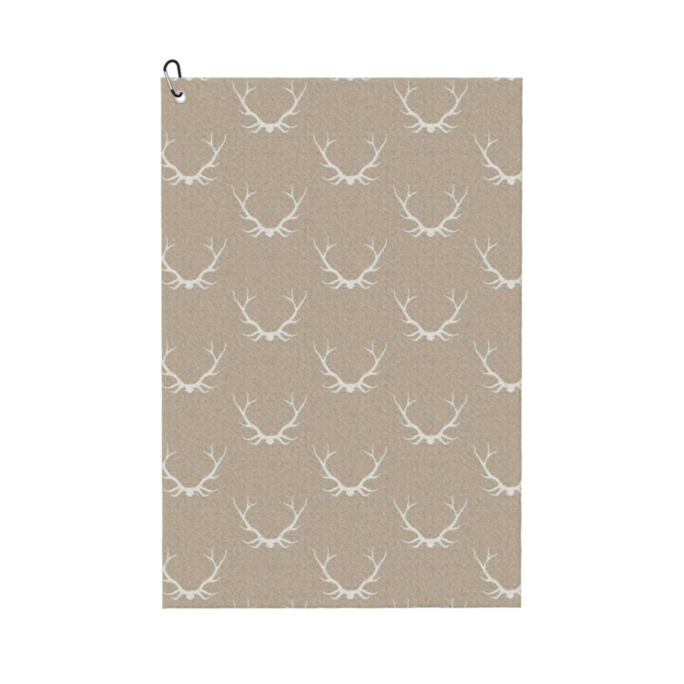 Photos - Golf   Towel Funny Printed Cristmas Gift for Men Women Husband Dad Mom Birthday ers Fan(Antlers - White On Tan Linen7464)