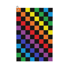 (Checkered Rainbow Black _4664) Golf Towel Funny Printed Cristmas Gift for Men Women Husband Dad Mom Birthday Golfers Fan