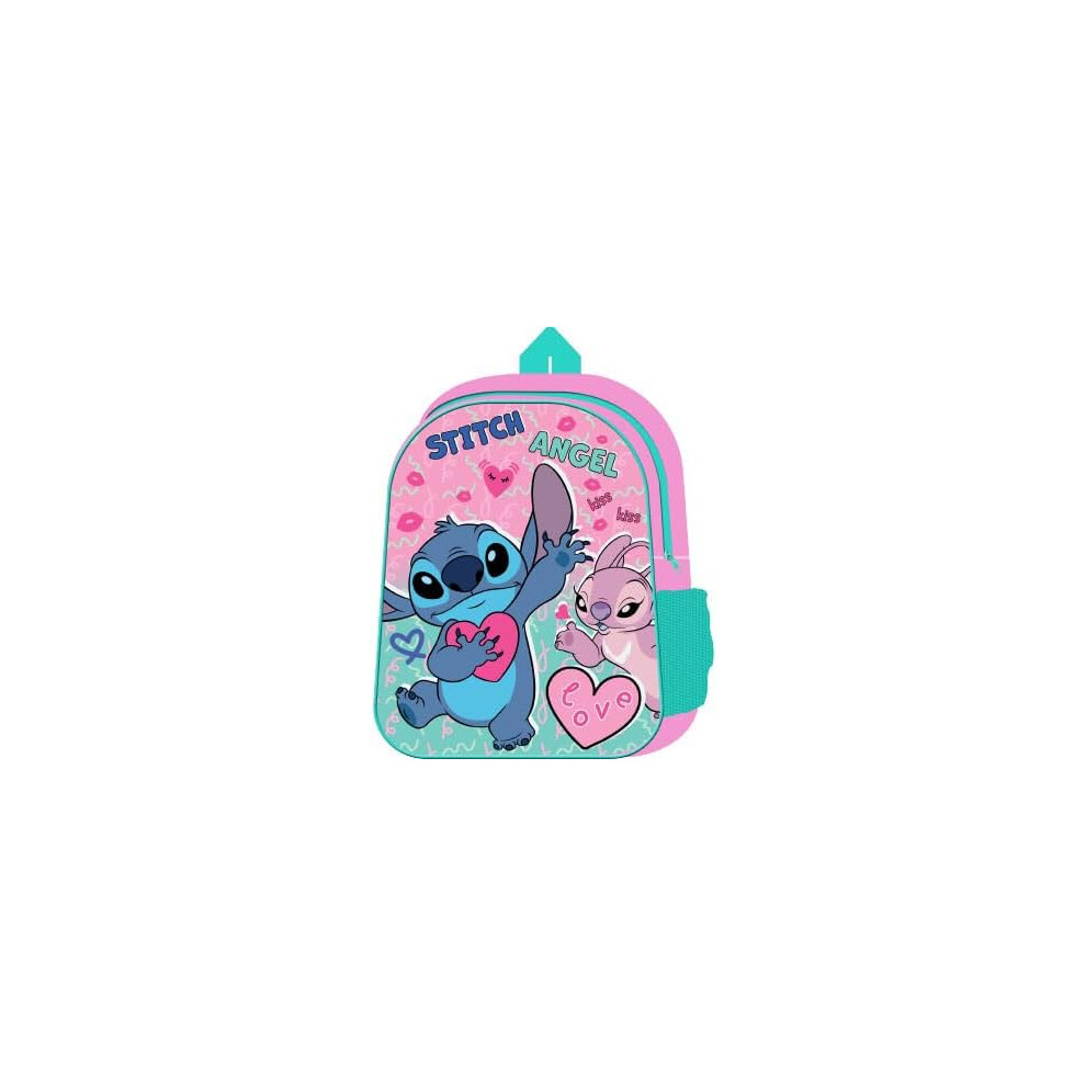 Stitch & Angel Pink Love Hearts Backpack School Bag