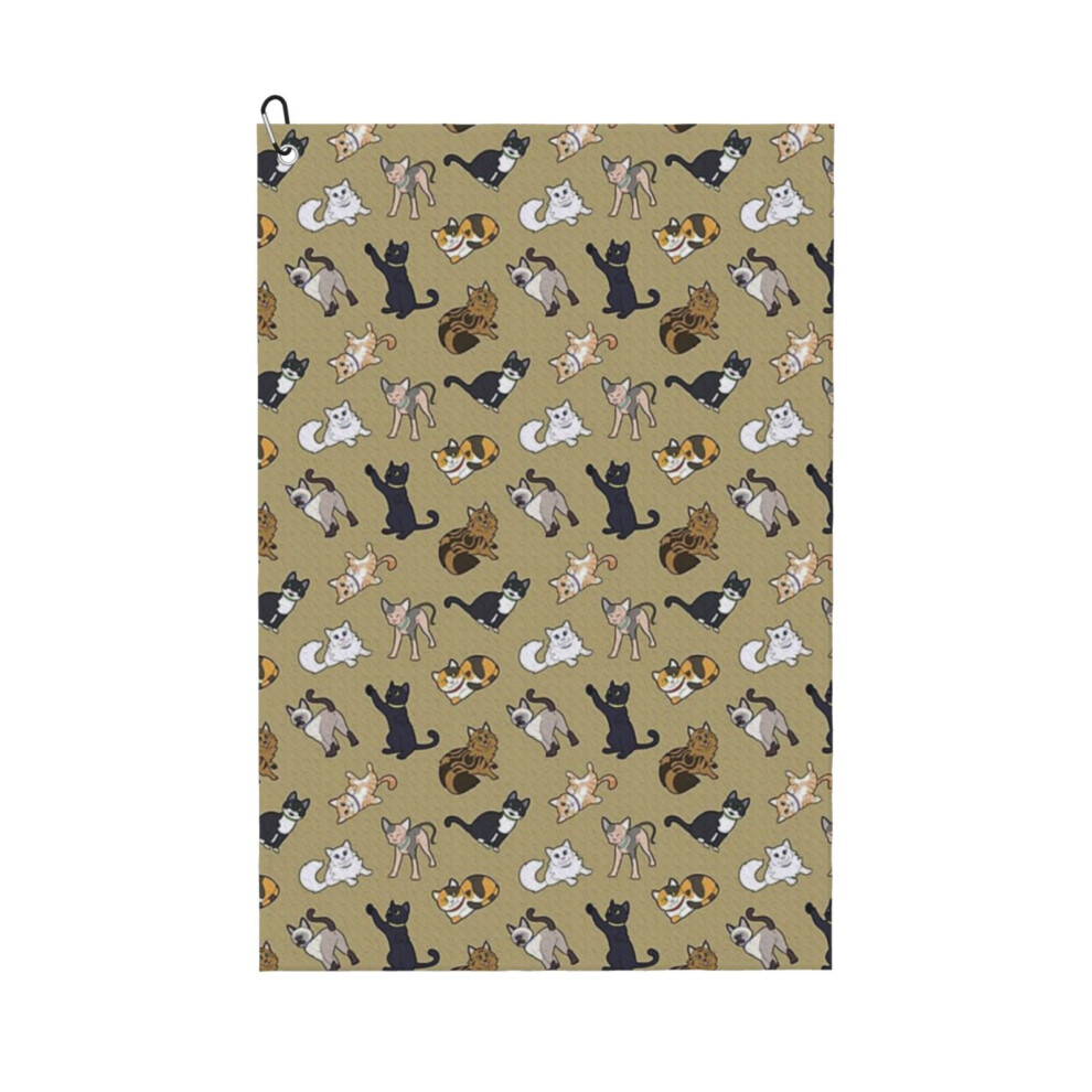 Photos - Golf   Towel Funny Printed Cristmas Gift for Men Women Husband Dad Mom Birthday ers Fan(Cat Pattern - Sand4393)