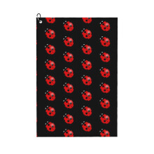 (Black Ladybug Pattern_8011) Golf Towel Funny Printed Cristmas Gift for Men Women Husband Dad Mom Birthday Golfers Fan