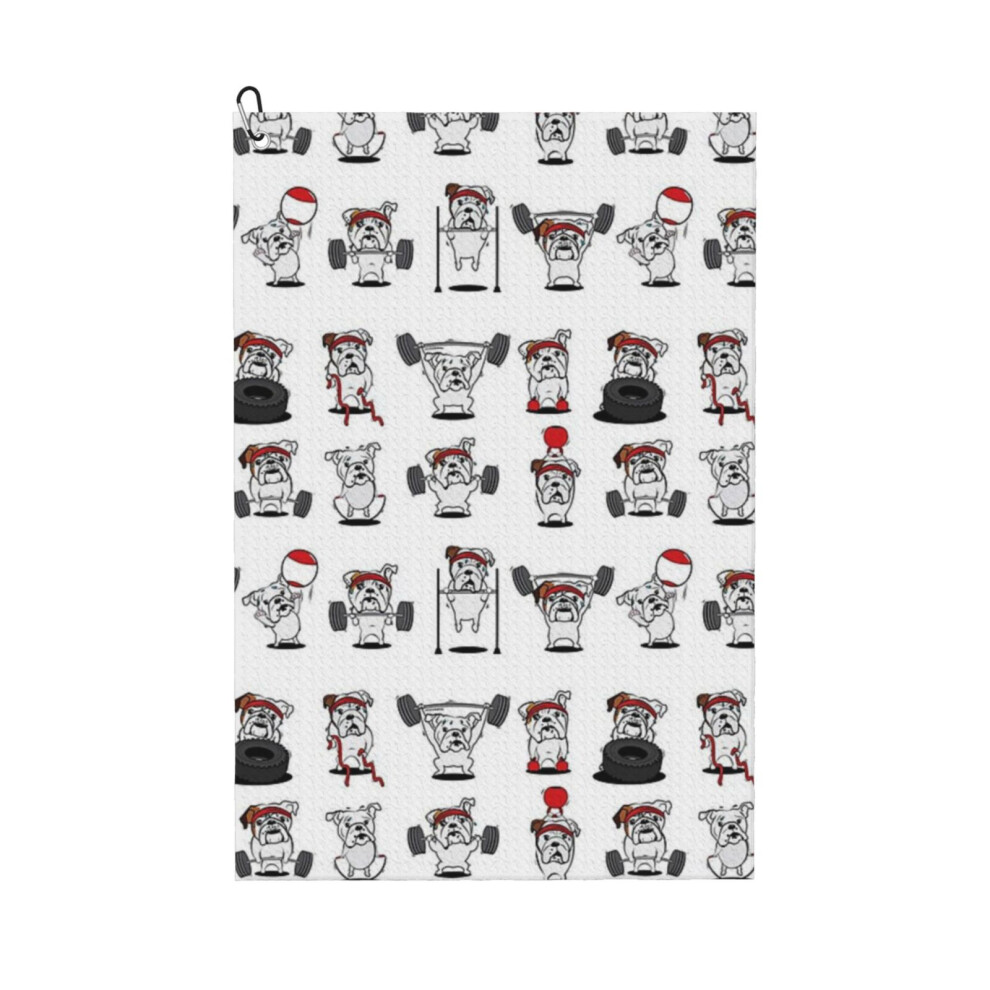 (Bulldog Strong_9019) Golf Towel Funny Printed Cristmas Gift for Men Women Husband Dad Mom Birthday Golfers Fan