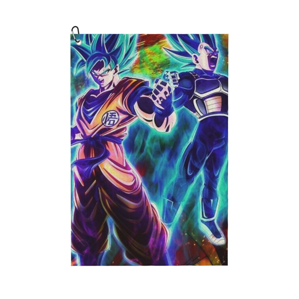 (Dragon Ball Super - Goku And Vegeta SSJ Blue_6366) Golf Towel Funny Printed Cristmas Gift for Men Women Husband Dad Mom Birthday Golfers Fan