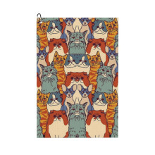 (Crowded Cats Pattern Gift Idea Cute Cool Colorful Cat Kitty Kittens Pattern_5939) Golf Towel Funny Printed Cristmas Gift for Men Women Husband Dad Mom Birthday Golfers Fan