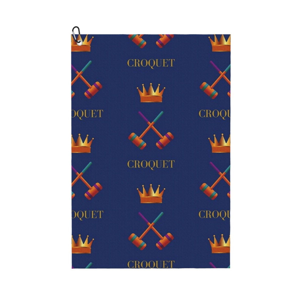 (Croquet Mallets And Crown_12779) Golf Towel Funny Printed Cristmas Gift for Men Women Husband Dad Mom Birthday Golfers Fan