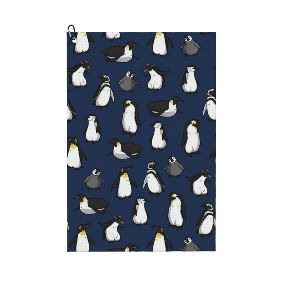 (Cute Penguin Pattern (Dark Blue Variant)_11327) Golf Towel Funny Printed Cristmas Gift for Men Women Husband Dad Mom Birthday Golfers Fan