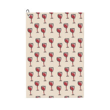 (Glass Of Wine In Watercolor By MahsaWatercolor_6620) Golf Towel Funny Printed Cristmas Gift for Men Women Husband Dad Mom Birthday Golfers Fan