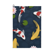 (Japanese Koi Fish Pond_14241) Golf Towel Funny Printed Cristmas Gift for Men Women Husband Dad Mom Birthday Golfers Fan