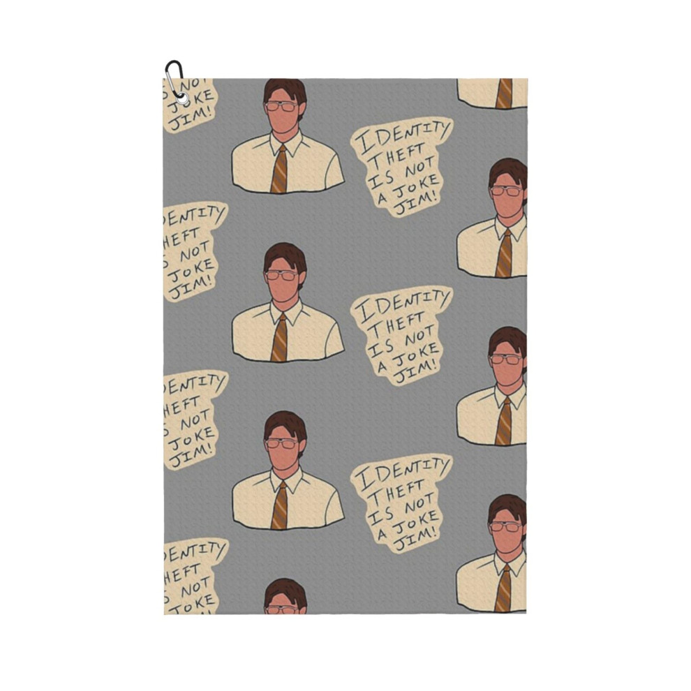 Whibos (Jim As Dwight (Identity Theft Is Not A Joke Jim!)_11439) Golf Towel Funny Printed Cristmas Gift For Men Women Husband Dad Mom Birthday Golfers Fan