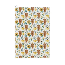 (Highland Cow And Sunflowers, Wildflowers, Cow Art, Yellow Floral_10710) Golf Towel Funny Printed Cristmas Gift for Men Women Husband Dad Mom Birthday Golfers Fan