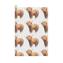 (Highland Cow_4320) Golf Towel Funny Printed Cristmas Gift for Men Women Husband Dad Mom Birthday Golfers Fan