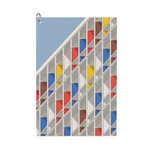 (Le Corbusier Architecture Minimalist Illustration Facade Cité Radieuse_3495) Golf Towel Funny Printed Cristmas Gift for Men Women Husband Dad Mom Birthday Golfers Fan
