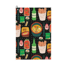 (Korean Food Goodness Soju Kimchi Kimbap Strawberry Milk Cute Funny Kawaii_12205) Golf Towel Funny Printed Cristmas Gift for Men Women Husband Dad Mom Birthday Golfers Fan