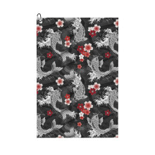 (Koi Sakura Blossom In Black_6978) Golf Towel Funny Printed Cristmas Gift for Men Women Husband Dad Mom Birthday Golfers Fan