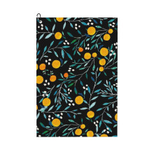 (Oranges On Black_6099) Golf Towel Funny Printed Cristmas Gift for Men Women Husband Dad Mom Birthday Golfers Fan