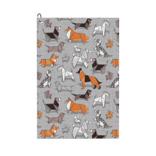 (Origami Doggie Friends Grey Linen Texture_22748) Golf Towel Funny Printed Cristmas Gift for Men Women Husband Dad Mom Birthday Golfers Fan