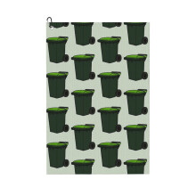 (Organic Wheelie Bin- Green Lid Illustration _5058) Golf Towel Funny Printed Cristmas Gift for Men Women Husband Dad Mom Birthday Golfers Fan