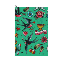 (Old School Tattoo Stickers Of Swallows, Diamonds, Heart, Rose, Anchor_10740) Golf Towel Funny Printed Cristmas Gift for Men Women Husband Dad Mom Birthday Golfers Fan