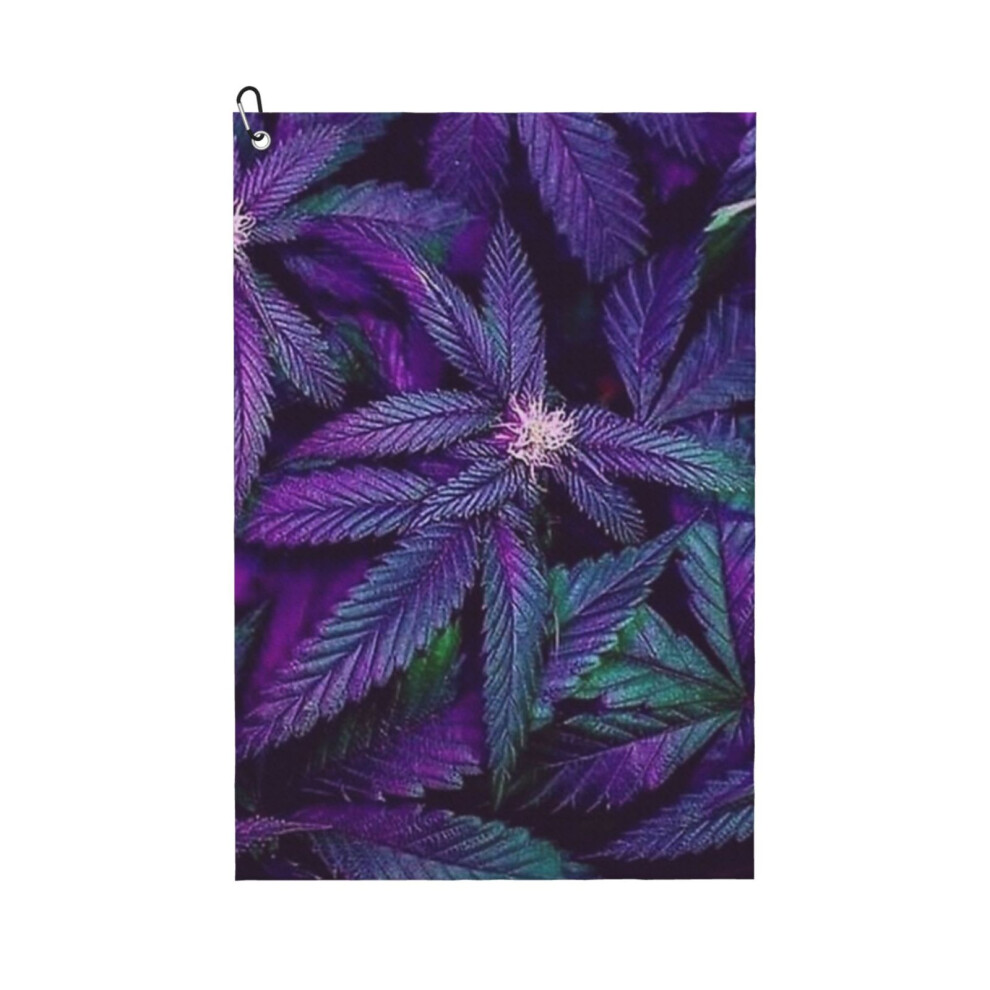 (Psychedelic Purple Cannabis Marijuana Weed Pot Leaves_6368) Golf Towel Funny Printed Cristmas Gift for Men Women Husband Dad Mom Birthday Golfers Fan