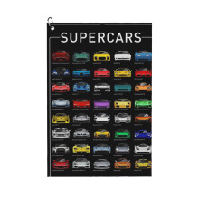 (Super Cars (B)_7506) Golf Towel Funny Printed Cristmas Gift for Men Women Husband Dad Mom Birthday Golfers Fan
