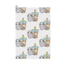 (Sloth Hugging Bubble Tea_14470) Golf Towel Funny Printed Cristmas Gift for Men Women Husband Dad Mom Birthday Golfers Fan