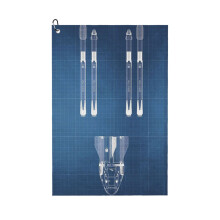 (SpaceX Crew Dragon Spacecraft Falcon 9 Rocket Blueprint In High Resolution (light Blue)_5780) Golf Towel Funny Printed Cristmas Gift for Men Women Husband Dad Mom Birthday Golfers Fan