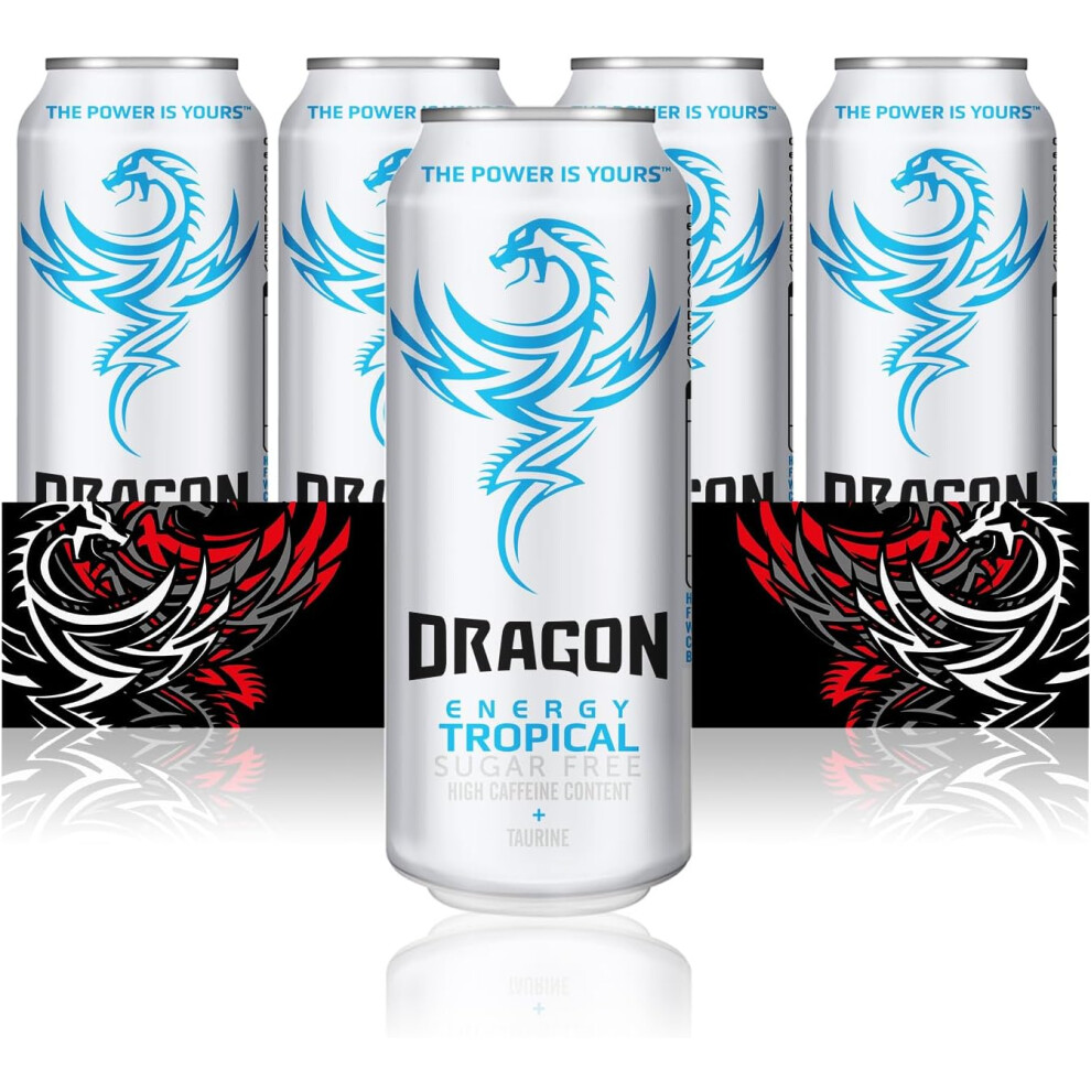 (Dragon Energy - Sugar Free Tropical Energy Drink, High Caffeine Content, Taurine and BVITS, Vegetarian, Gluten Free, Pro) Dragon Sugar Free Energy Dr