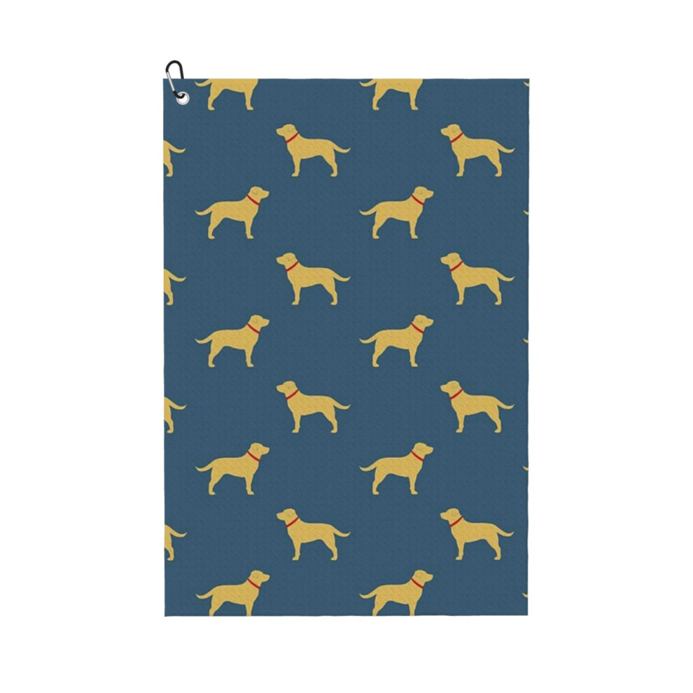 (Yellow Labrador Retriever Dog Silhouette(s)_8636) Golf Towel Funny Printed Cristmas Gift for Men Women Husband Dad Mom Birthday Golfers Fan