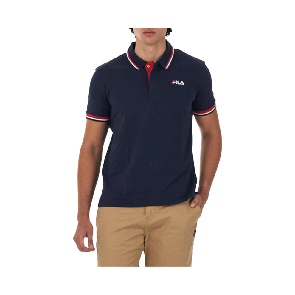 (Navy, M) FILA Mens Polo Shirt Casual Summer Sports Golf Tee