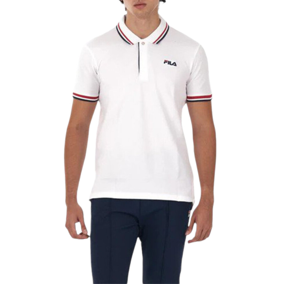 (White, 2XL) FILA Mens Polo Shirt Casual Summer Sports Golf Tee