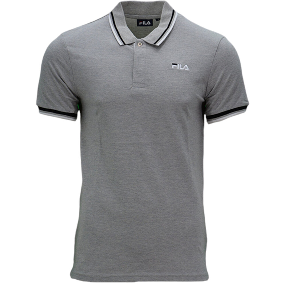 (Grey, L) FILA Mens Polo Shirt Casual Summer Sports Golf Tee