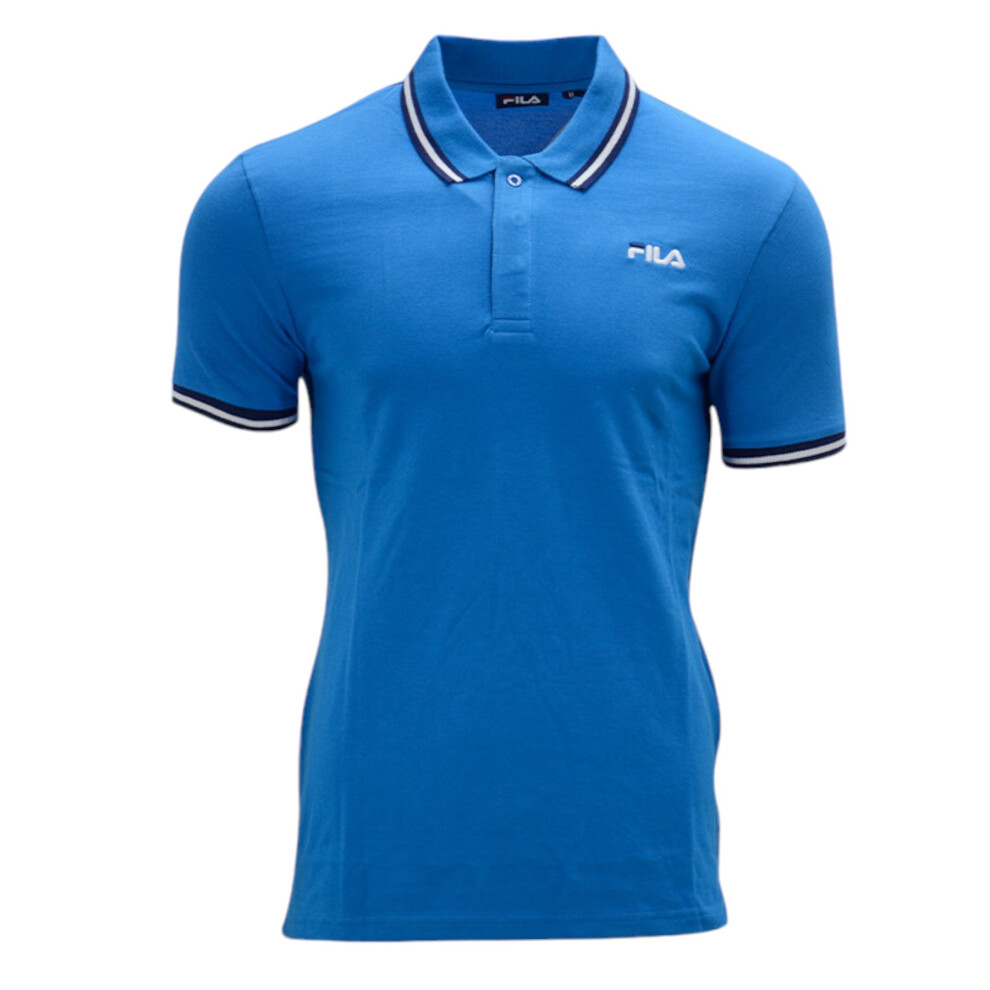 (Pacific Blue, S) FILA Mens Polo Shirt Casual Summer Sports Golf Tee