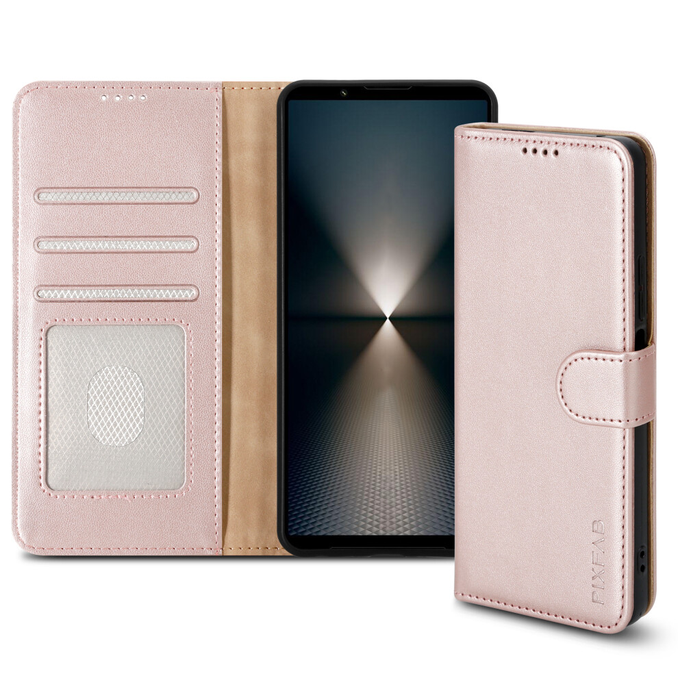(Sony Xperia 1 Vi, Rose ) For Xperia 1 (Vi) Leather Book Flip Wallet Case Gold 5059302144047