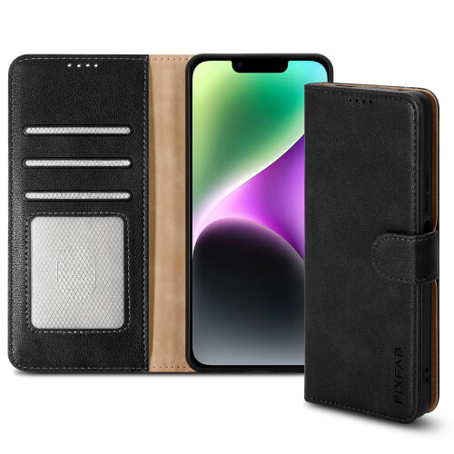 (iPhone 14, Black) For iPhone 13 / 14 / 15 / 7 / 8 Pro Plus Max Leather Book Flip Wallet Case