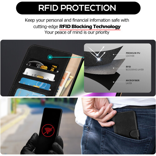(iPhone 14, Black) For iPhone 13 / 14 / 15 / 7 / 8 Pro Plus Max Leather Book Flip Wallet Case 1