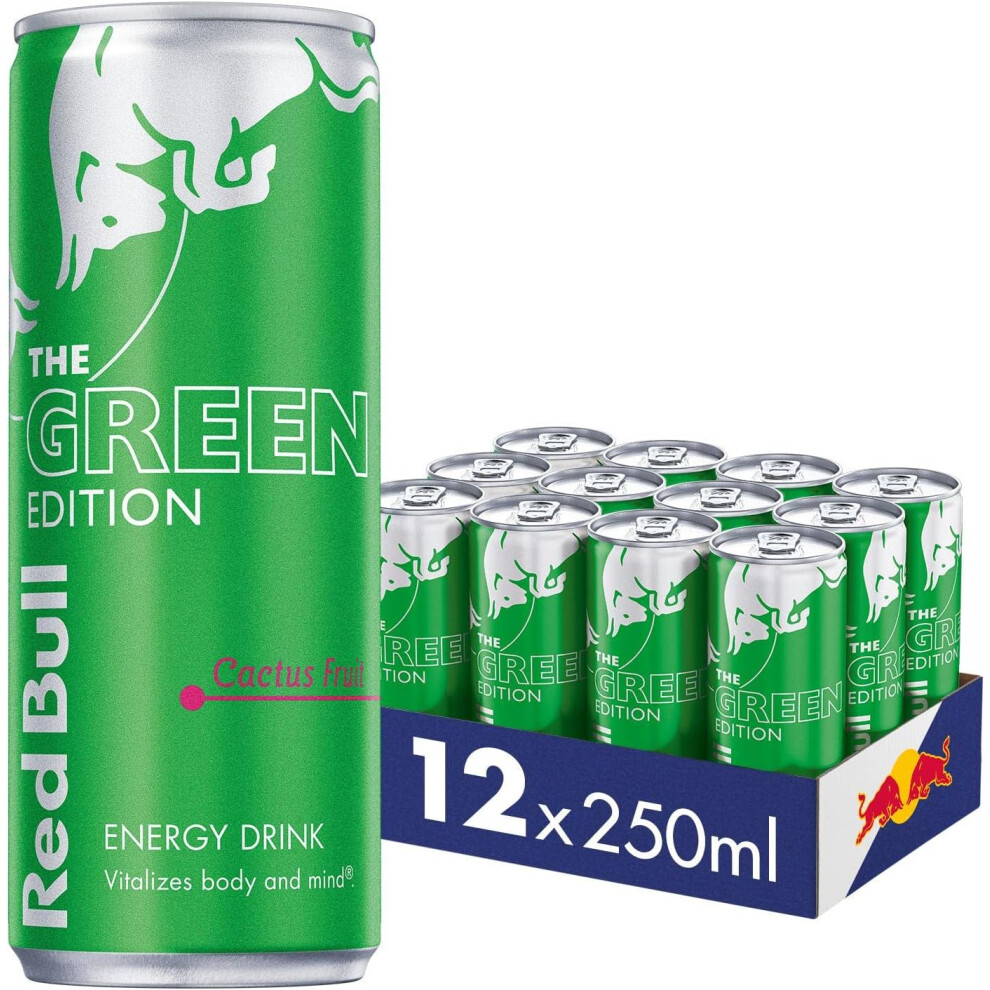 (Red Bull Energy Drink Green Edition Cactus Fruits 250 ml x12) Red Bull Energy Drink 250 ml x12