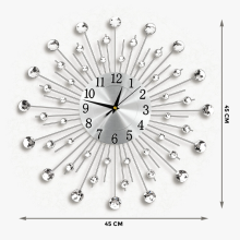 Jewelled Diamante Beaded Wall Clock Crystal Sunburst Home Decor 45cm