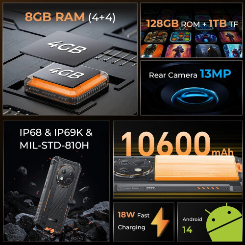 OUKITEL (black) Oukitel WP28 S Rugged smartphone 16GB (4+12)+128GB 2