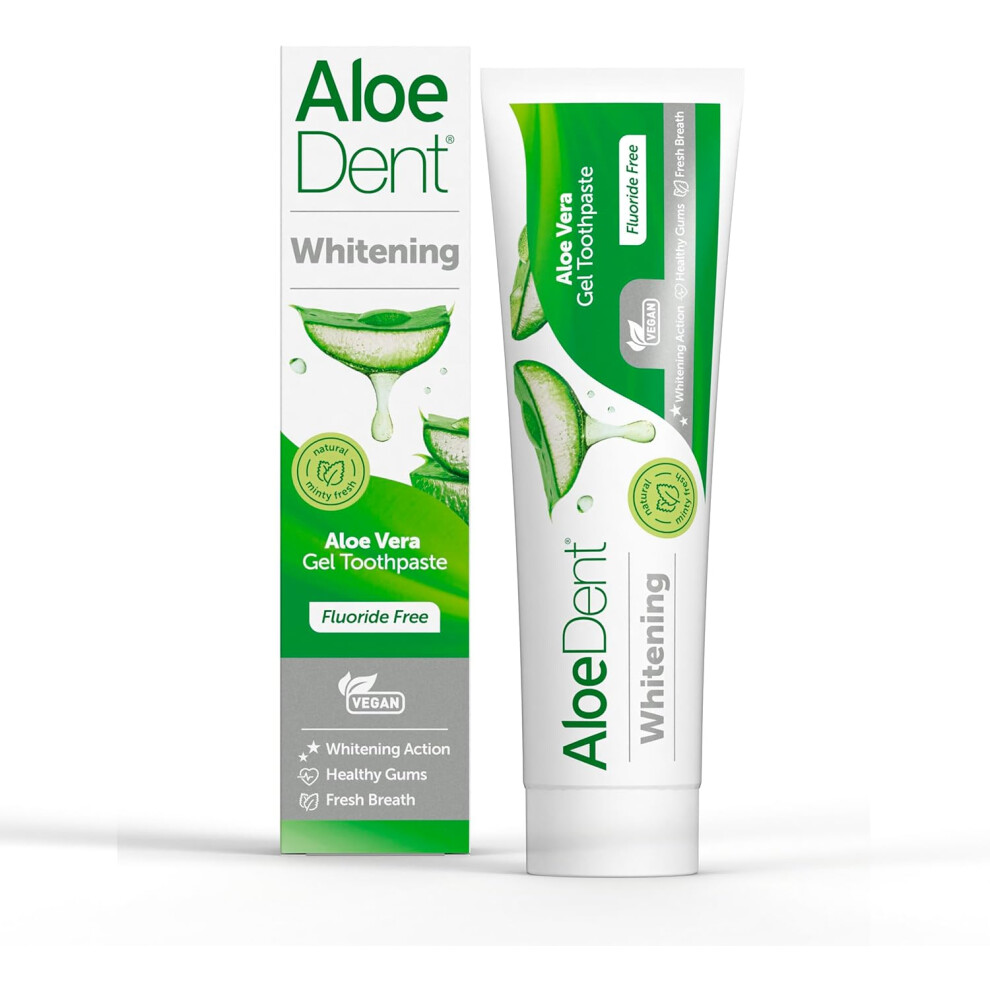 (Aloe Dent Whitening Aloe Vera Toothpaste Fluoride Free, Natural Action, Vegan, Cruelty Free , SLS Free, Naturally White,) Aloe Dent Charcoal Toothpas